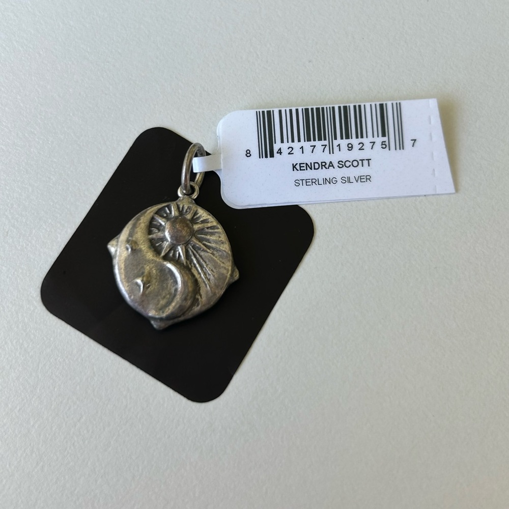 NEW KENDRA SCOTT - Sun & Moon Charm in Oxidized Sterling Silver